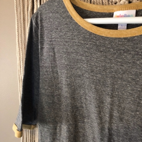 NWT Lularoe heathered grey and yellow dress size L - Picture 3 of 6